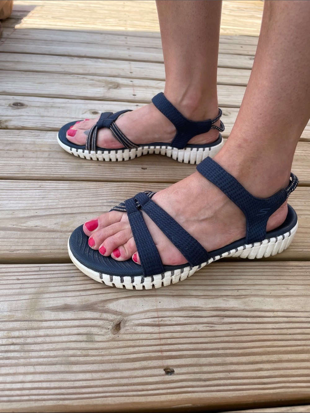 Skechers Navy Blue Strappy Comfort Sandals